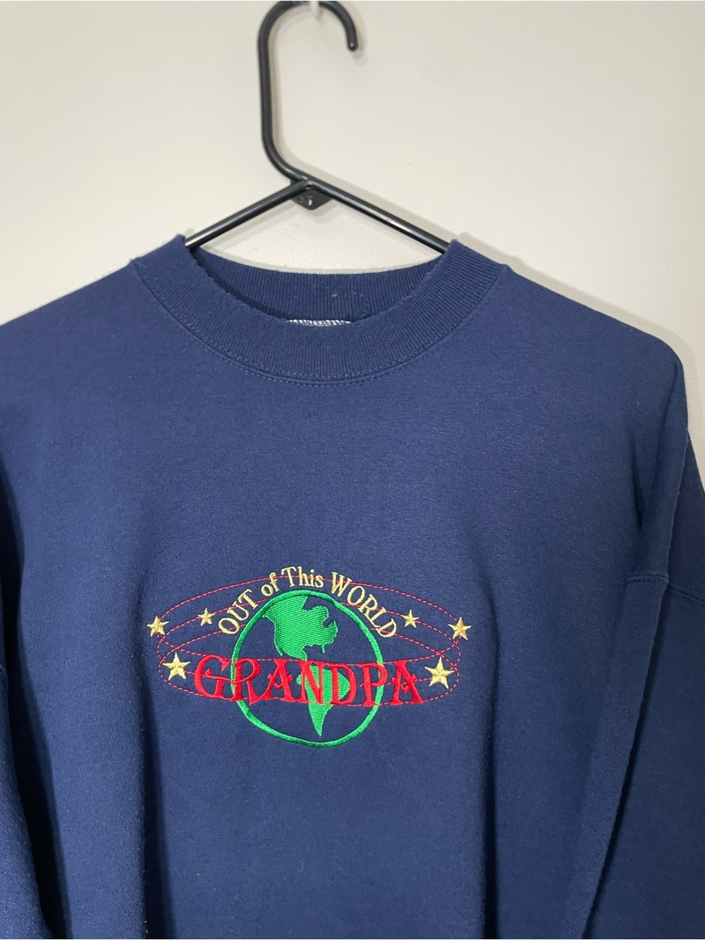 HANES vintage navy blue crewneck "Out Of This World Grandpa" size XL